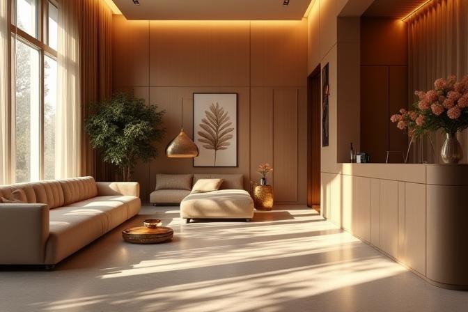 Espace d’accueil chic du salon avec décoration raffinée