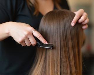 Coiffeur réalisant une coupe élégante sur une cliente